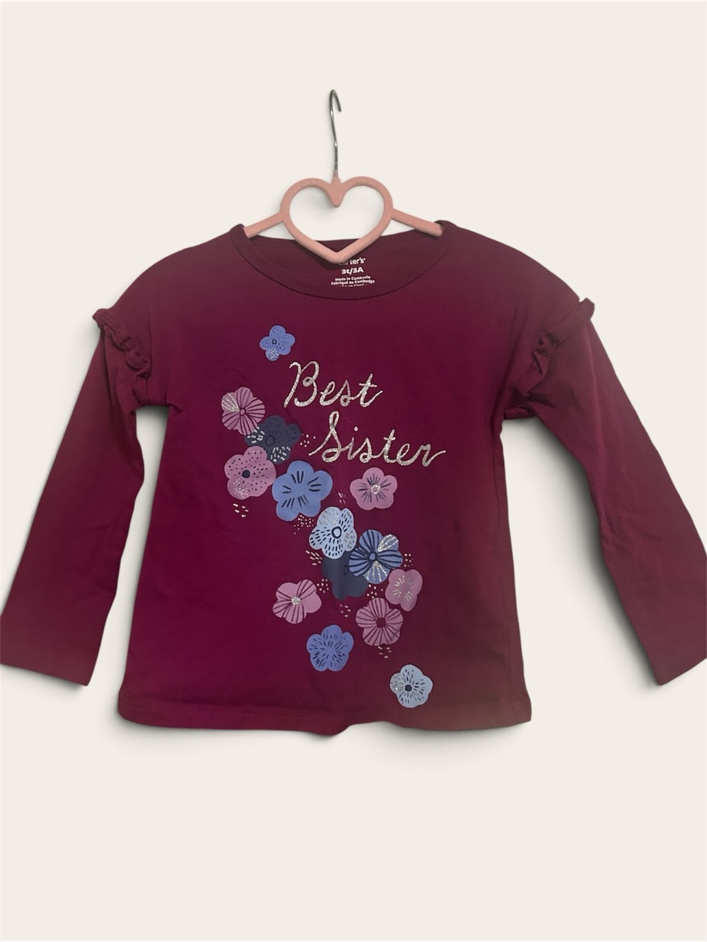 3/$12 Carter’s Long Sleeve Purple Best Sister Tee Girls Size 3T